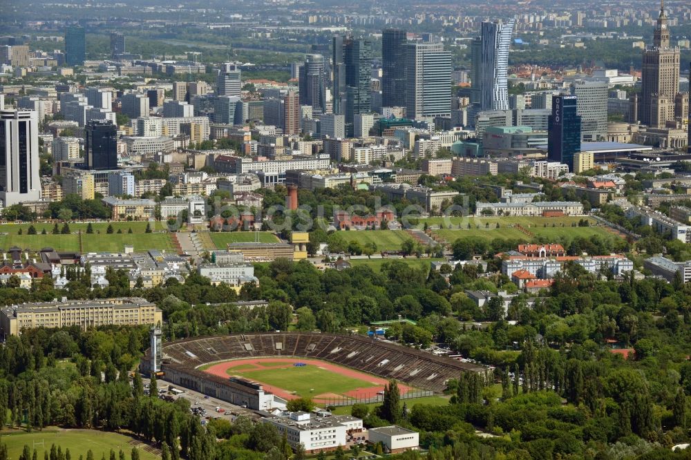 Luftaufnahme Warschau - Stadion lekkoatletyczny RKS Skra an der ul. Wawelska in Warschau in Polen