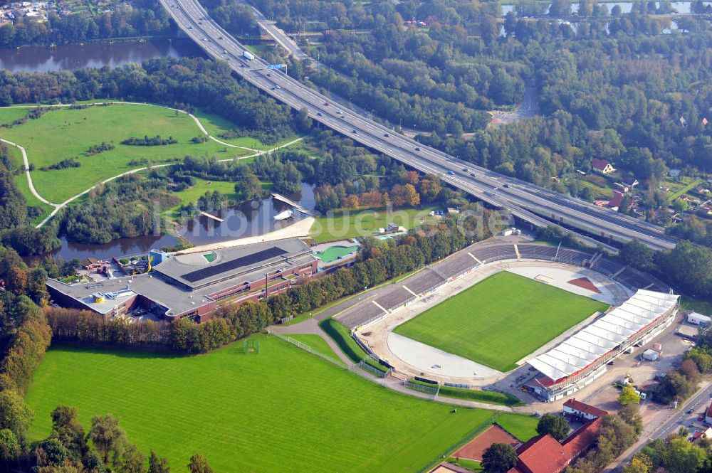 Oldenburg aus der Vogelperspektive: Stadion am Marschweg Oldenburg