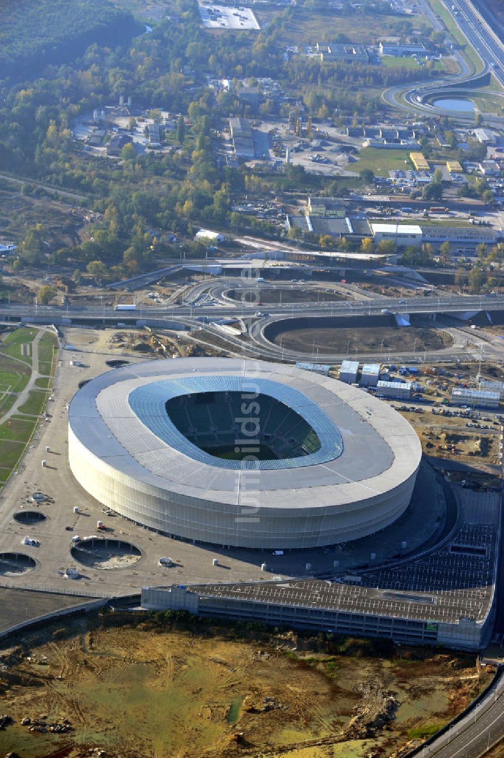 Luftaufnahme Wroclaw / Breslau - Stadion Miejski Breslau / Wroclaw - soccer stadium EM 2012