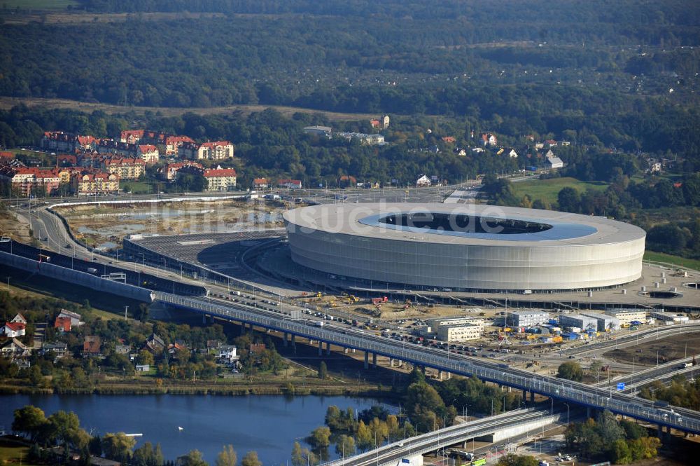 Wroclaw / Breslau von oben - Stadion Miejski Breslau / Wroclaw - soccer stadium EM 2012