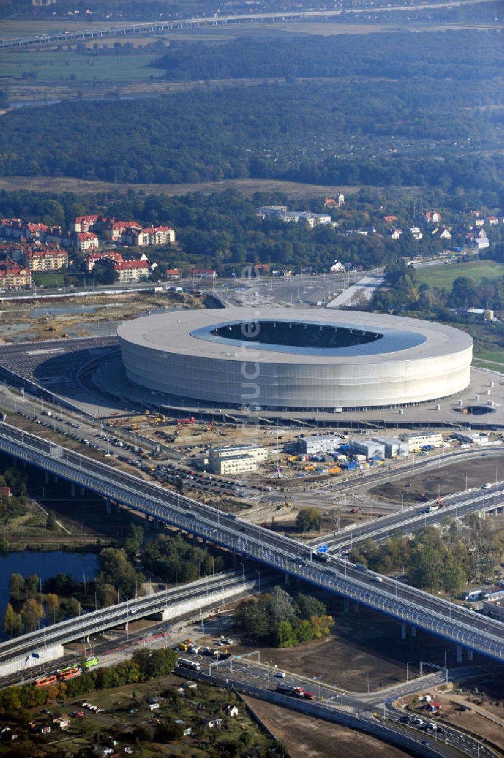 Wroclaw / Breslau von oben - Stadion Miejski Breslau / Wroclaw - soccer stadium EM 2012