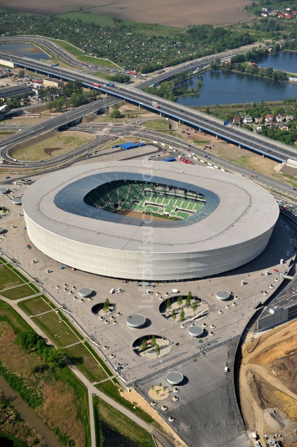 Wroclaw / Breslau aus der Vogelperspektive: Stadion Miejski Breslau / Wroclaw - soccer stadium EM 2012