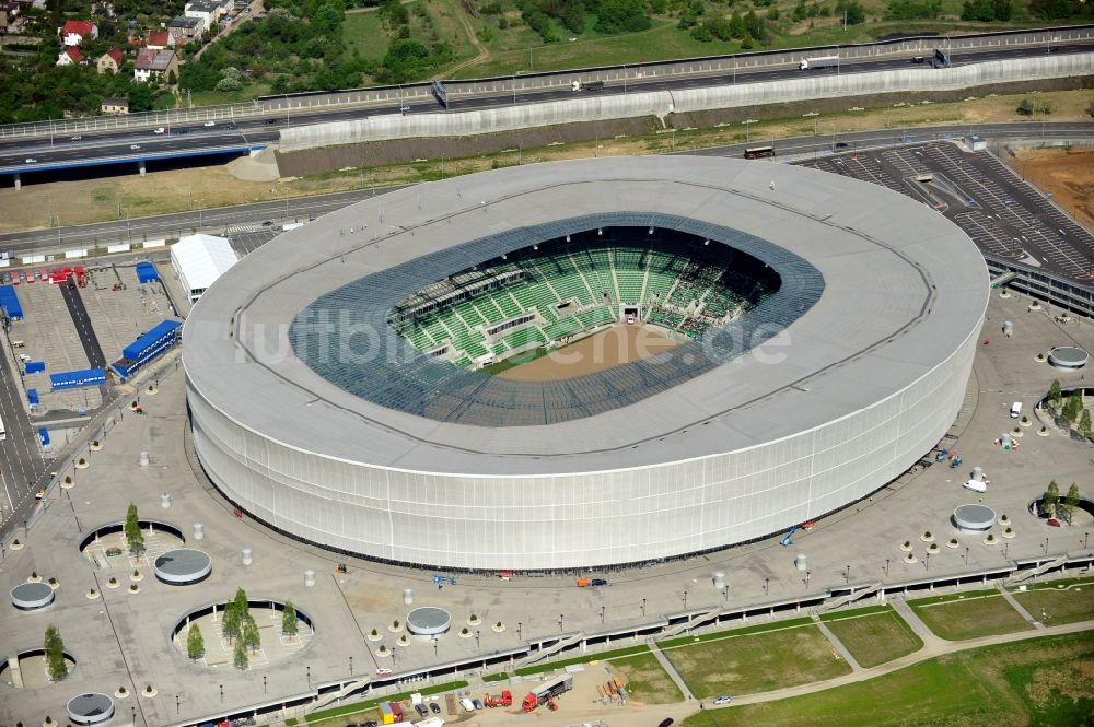 Wroclaw / Breslau aus der Vogelperspektive: Stadion Miejski Breslau / Wroclaw - soccer stadium EM 2012