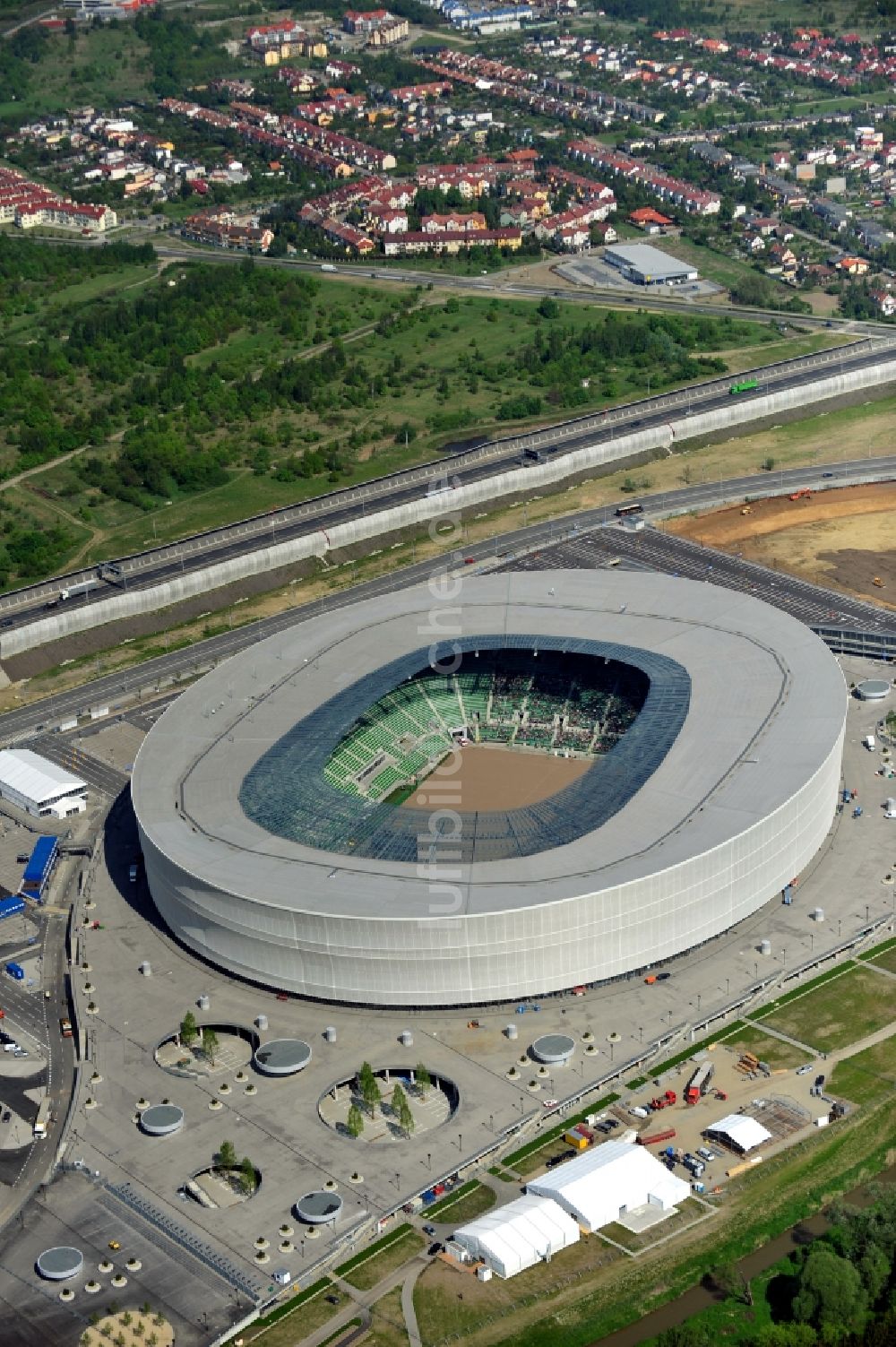 Luftaufnahme Wroclaw / Breslau - Stadion Miejski Breslau / Wroclaw - soccer stadium EM 2012