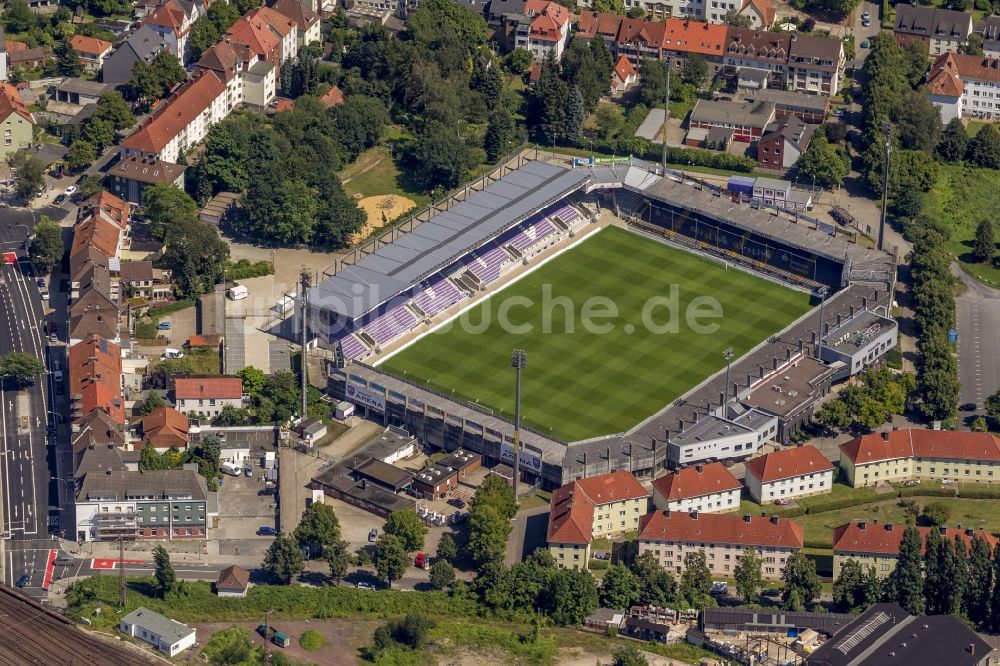 Luftaufnahme Osnabrück - Stadion osnatel-ARENA (früher Stadion an der Bremer Brücke bzw. Piepenbrockstadion) in Osnabrück im Bundesland Niedersachsen