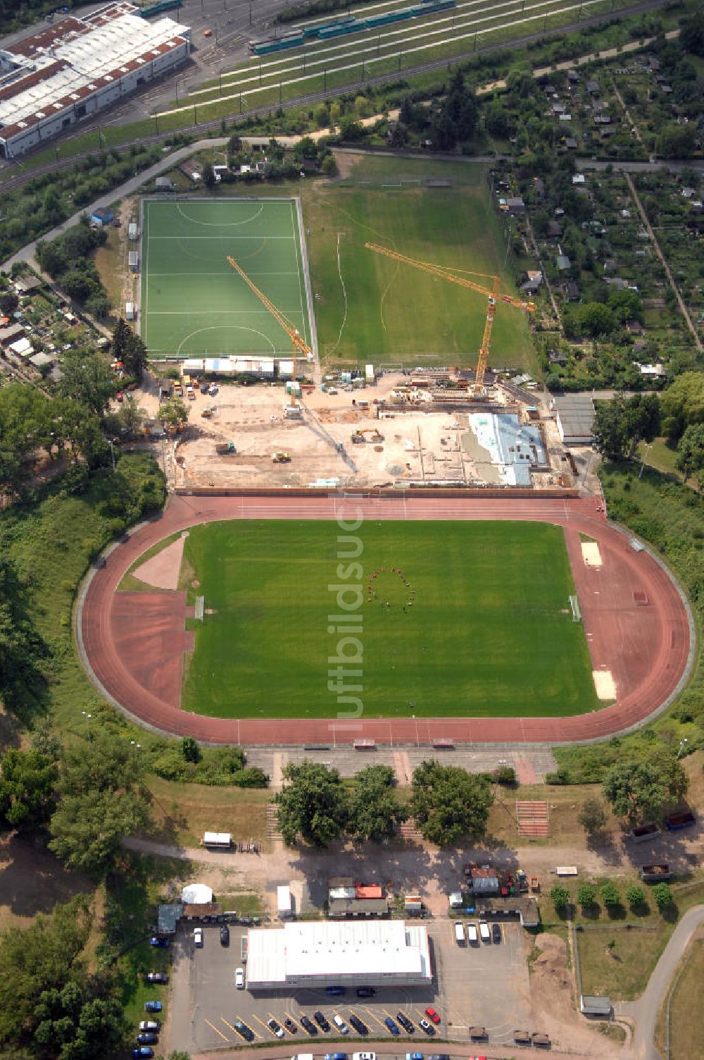 Luftaufnahme Frankfurt / main - Stadion am Riederwald