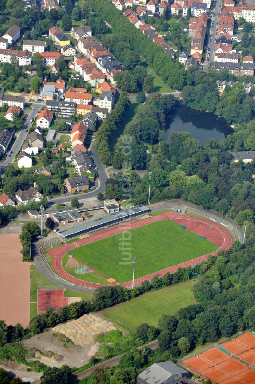 Bielefeld aus der Vogelperspektive: Stadion Rußheide in Bielefeld / Niedersachsen