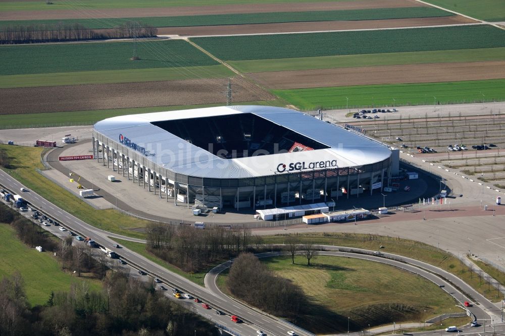 Augsburg von oben - Stadion SGL Arena des Fußballvereins FC Augsburg im Bundesland Bayern