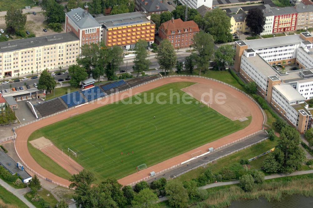 Luftaufnahme Stralsund - Stadion / Stadium der Freundschaft in Stralsund