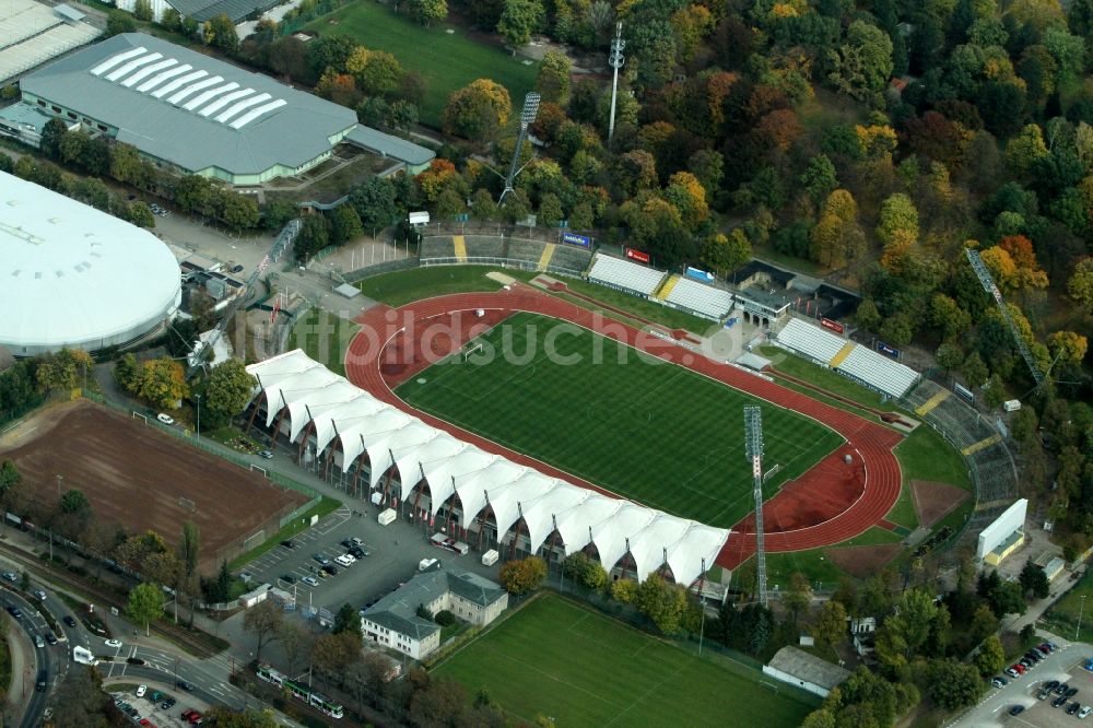 Erfurt von oben - Stadion Steigerwaldstadion in Erfurt im Bundesland Thüringen