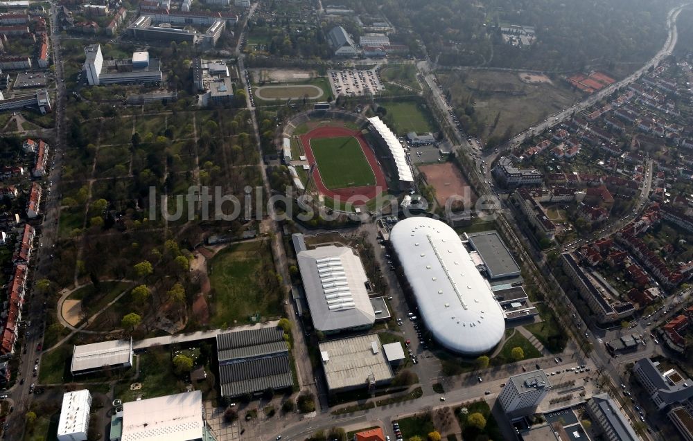 Erfurt von oben - Stadion Steigerwaldstadion in Erfurt im Bundesland Thüringen