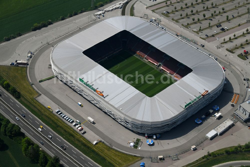 Augsburg von oben - Stadion WWK Arena Augsburg im Bundesland Bayern