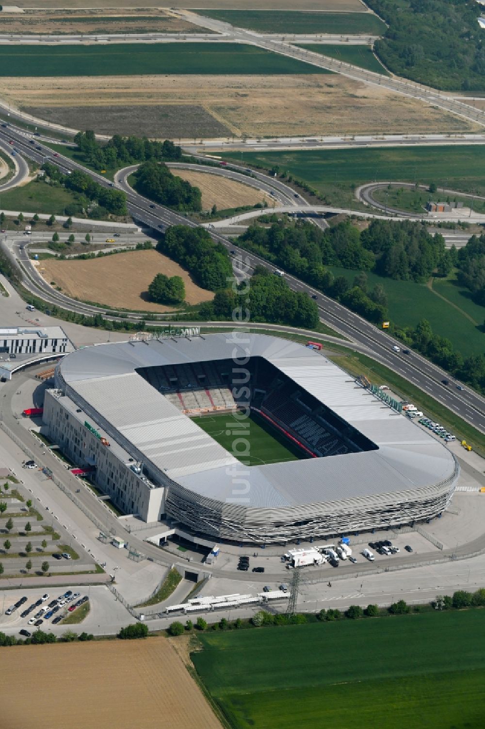 Luftaufnahme Augsburg - Stadion WWK Arena Augsburg im Bundesland Bayern