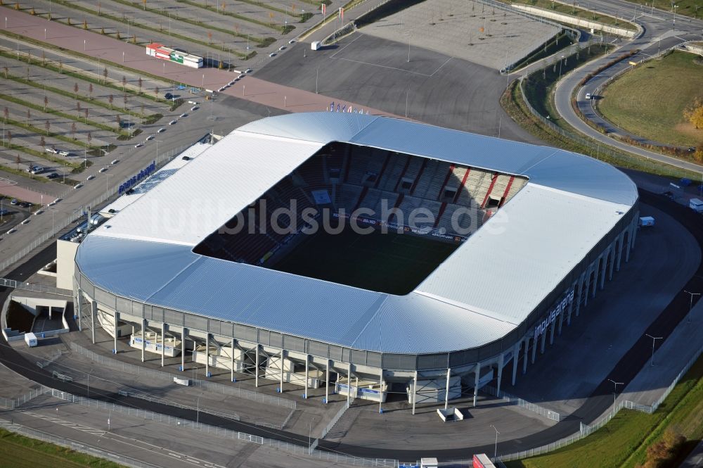 Augsburg von oben - Stadion WWK Arena des Fußballvereins FC Augsburg im Bundesland Bayern