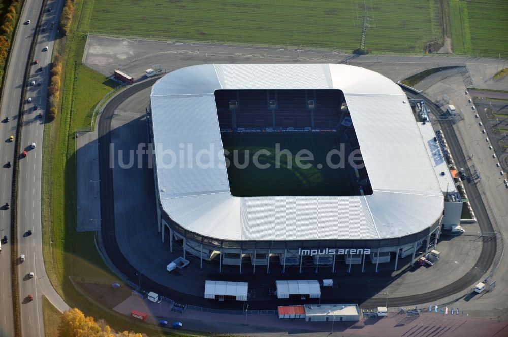 Augsburg aus der Vogelperspektive: Stadion WWK Arena des Fußballvereins FC Augsburg im Bundesland Bayern