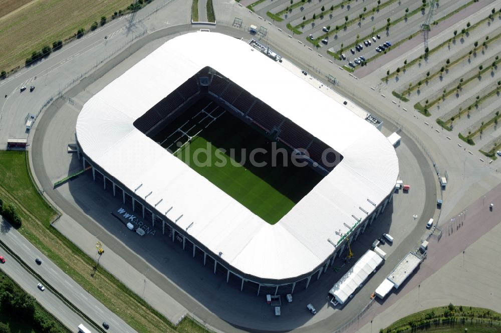 Augsburg von oben - Stadion WWK Arena des Fußballvereins FC Augsburg im Bundesland Bayern