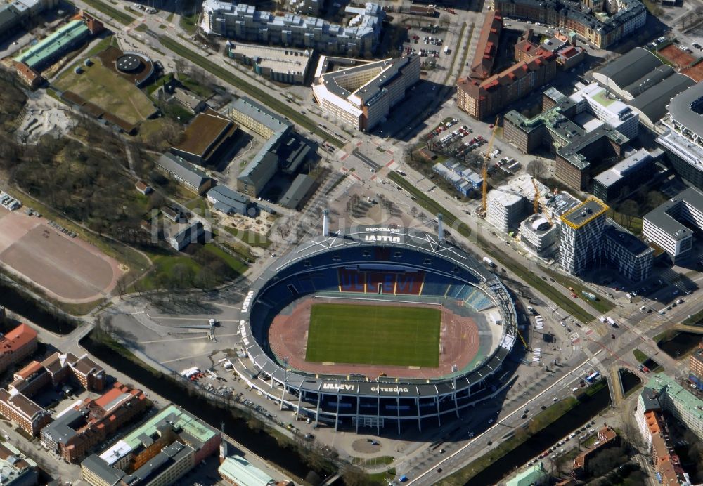 Luftaufnahme Göteborg - Stadionanlage der Gamla Ullevi - Arena in Göteborg in der Provinz Västra Götalands in Schweden