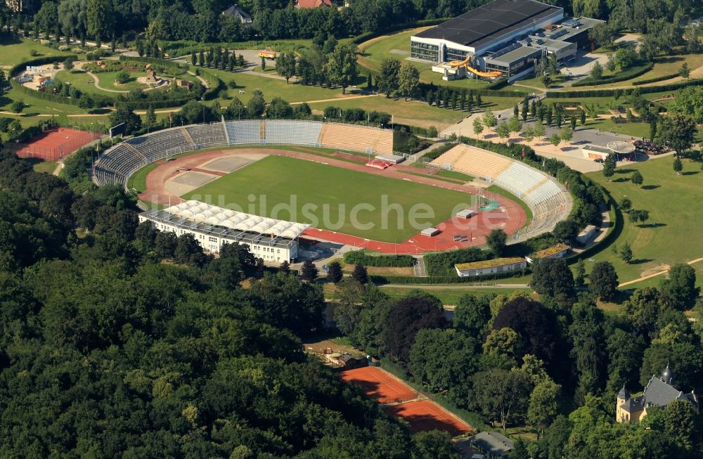 Gera aus der Vogelperspektive: Stadium der Freundschaft im Stadtteil Untermhaus in Gera im Bundesland Thüringen