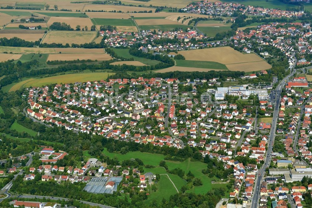 Haßfurt aus der Vogelperspektive: Stadt - Ansicht der zum Landkreis Haßberge gehörenden Stadt Haßfurt im Bundesland Bayern