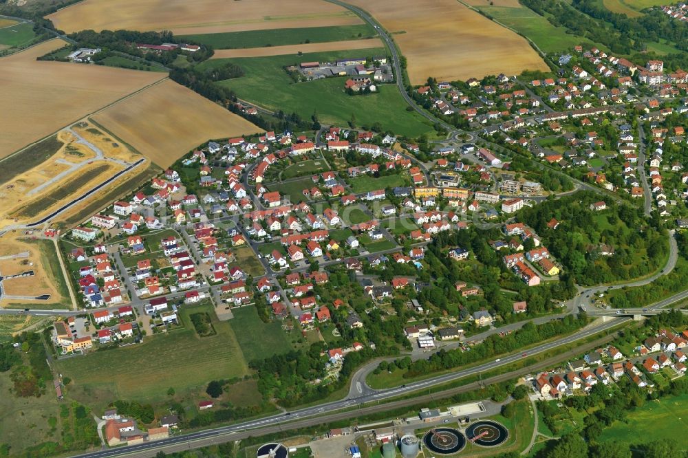 Haßfurt von oben - Stadt - Ansicht der zum Landkreis Haßberge gehörenden Stadt Haßfurt im Bundesland Bayern