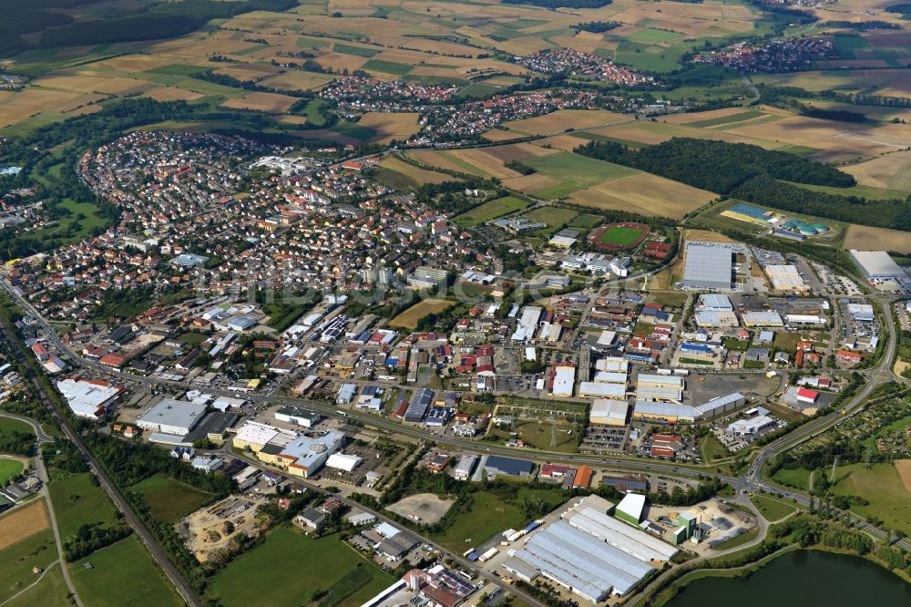 Haßfurt von oben - Stadt - Ansicht der zum Landkreis Haßberge gehörenden Stadt Haßfurt im Bundesland Bayern