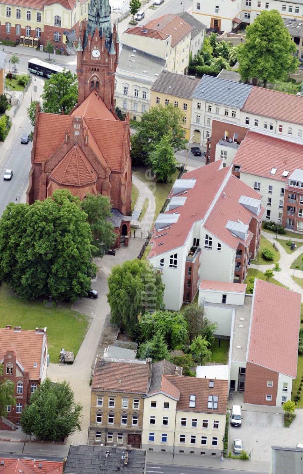 Luftbild Bernau - Stadt Bernau und Herz Jesu Kirche