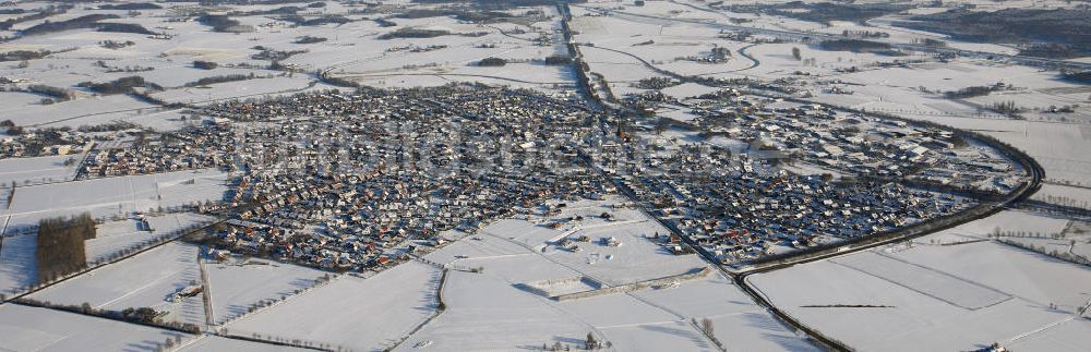 Olfen aus der Vogelperspektive: Stadt Olfen im Winter nähe des Münsterlandes, Nordrhein-Westfalen