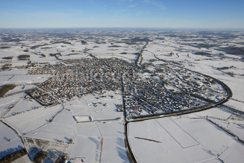 Luftbild Olfen - Stadt Olfen im Winter nähe des Münsterlandes, Nordrhein-Westfalen