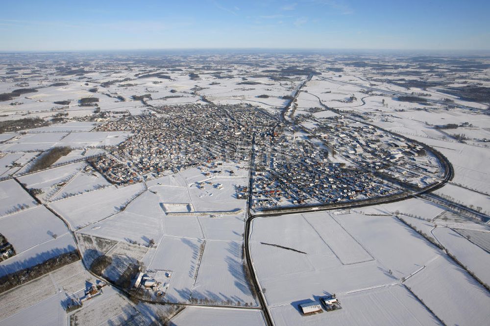 Luftaufnahme Olfen - Stadt Olfen im Winter nähe des Münsterlandes, Nordrhein-Westfalen