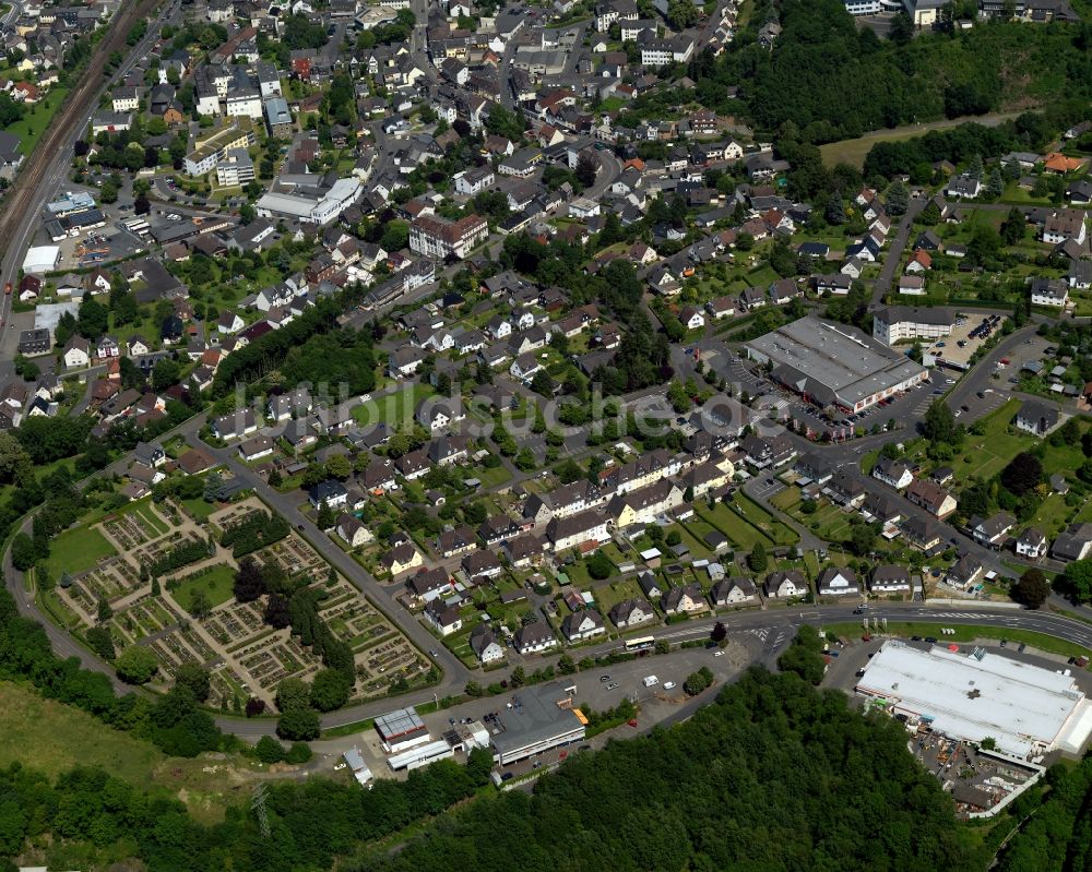 Wissen aus der Vogelperspektive: Stadtanischt von Wissen im Bundesland Rheinland-Pfalz