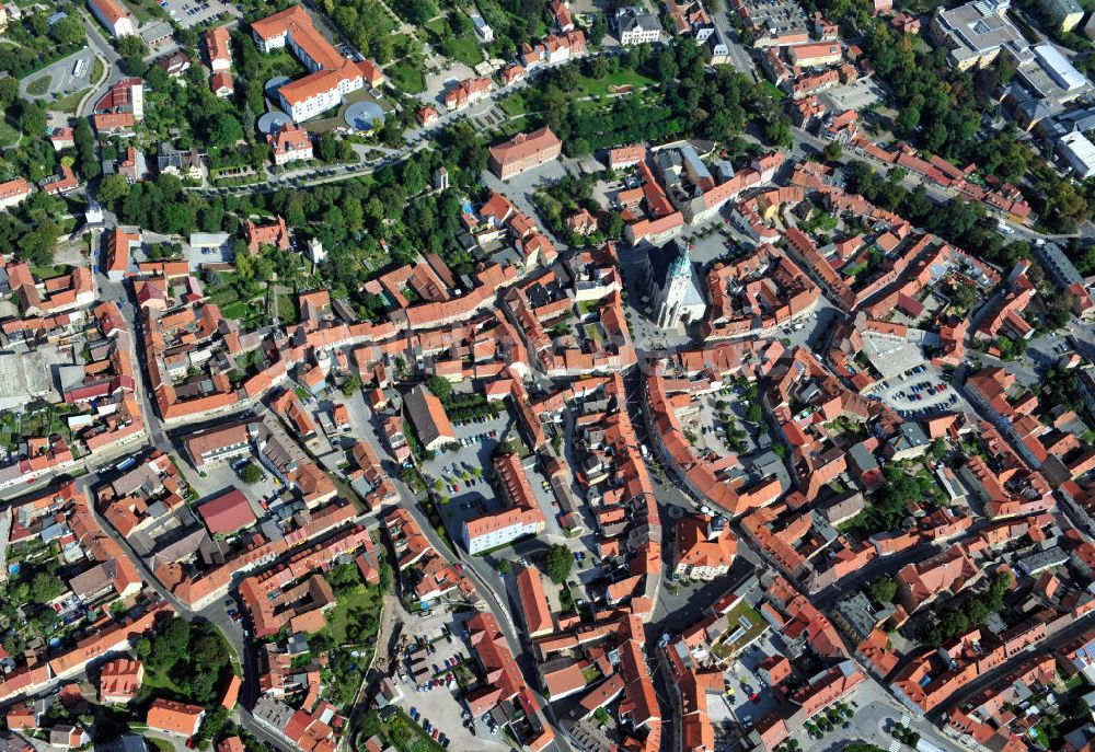 Bad Langensalza aus der Vogelperspektive: Stadtansicht auf die Altstadt von Bad Langensalza, Thüringen