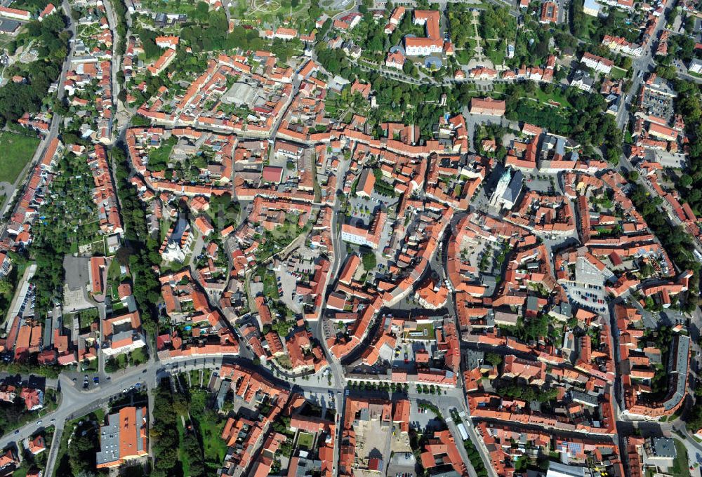 Luftaufnahme Bad Langensalza - Stadtansicht auf die Altstadt von Bad Langensalza, Thüringen