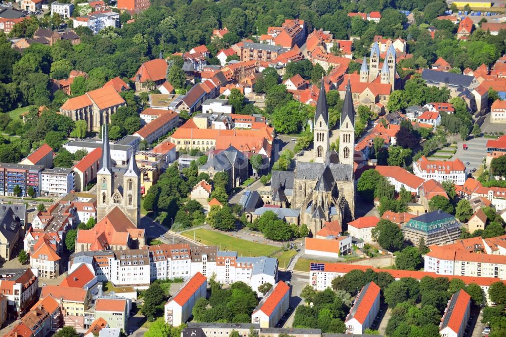 Halberstadt von oben - Stadtansicht der Altstadt von Halberstadt im Bundesland Sachsen-Anhalt