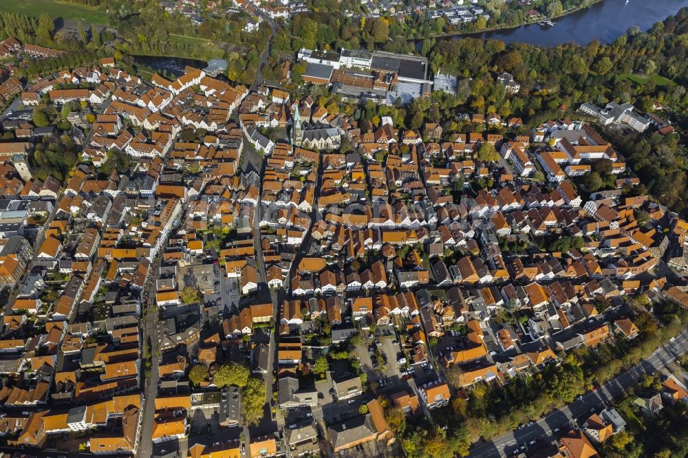 Warendorf von oben - Stadtansicht mit der Altstadt und Innenstadt am Zentrum in Warendorf im Bundesland Nordrhein-Westfalen