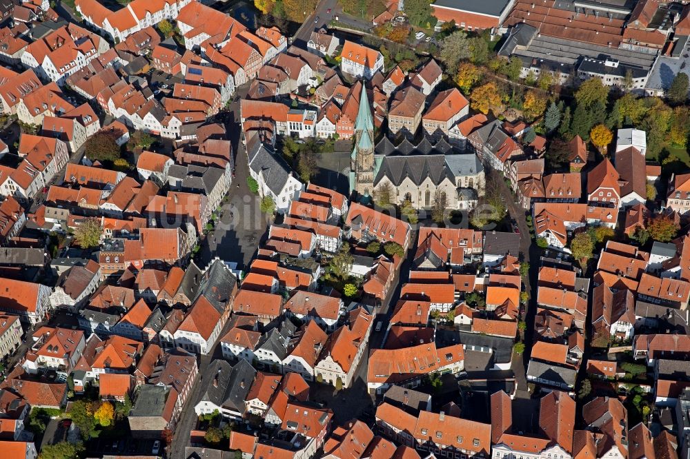 Warendorf aus der Vogelperspektive: Stadtansicht mit der Altstadt und Innenstadt am Zentrum in Warendorf im Bundesland Nordrhein-Westfalen