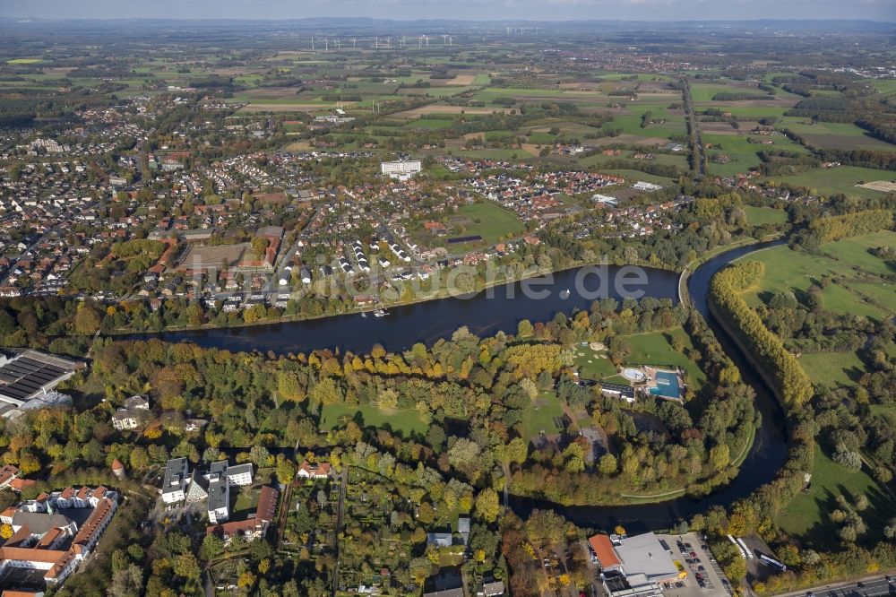 Luftaufnahme Warendorf - Stadtansicht mit der Altstadt und Innenstadt am Zentrum in Warendorf im Bundesland Nordrhein-Westfalen