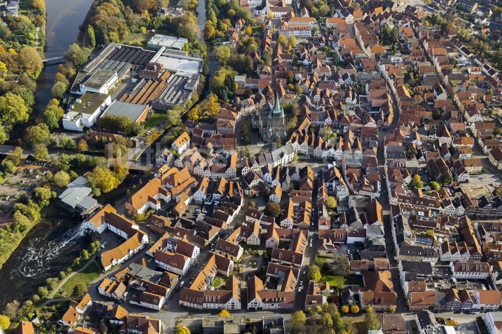 Luftaufnahme Warendorf - Stadtansicht mit der Altstadt und Innenstadt am Zentrum in Warendorf im Bundesland Nordrhein-Westfalen