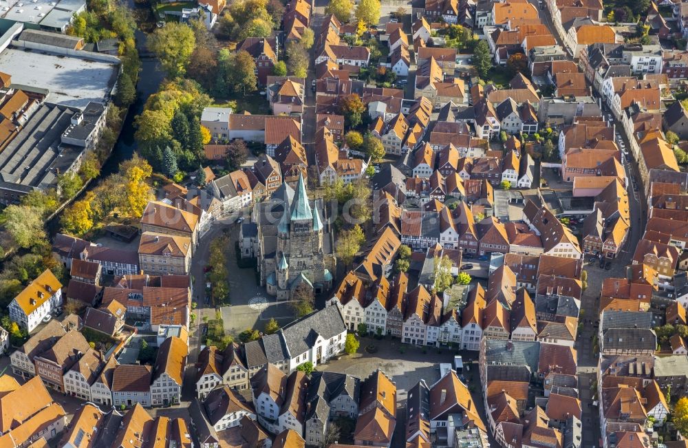 Warendorf von oben - Stadtansicht mit der Altstadt und Innenstadt am Zentrum in Warendorf im Bundesland Nordrhein-Westfalen