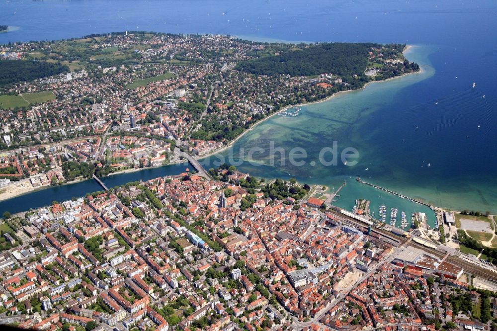 Luftaufnahme Konstanz - Stadtansicht von der Altstadt Konstanz im Bundesland Baden-Württemberg