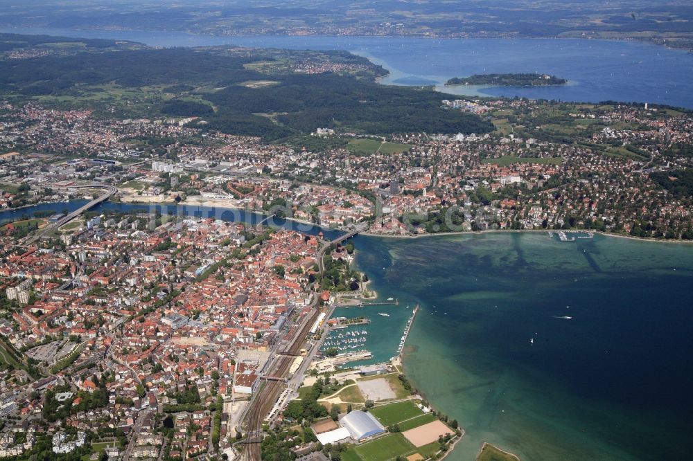 Konstanz von oben - Stadtansicht von der Altstadt Konstanz im Bundesland Baden-Württemberg