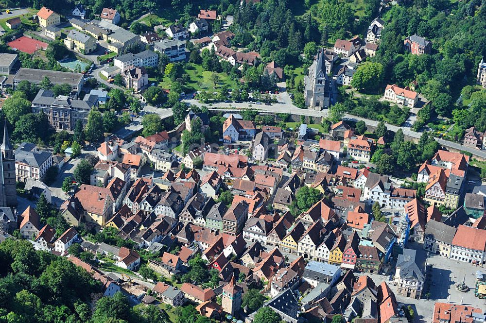 Kulmbach von oben - Stadtansicht auf das Altstadt- Stadtzentrum in Kulmbach, Bayern