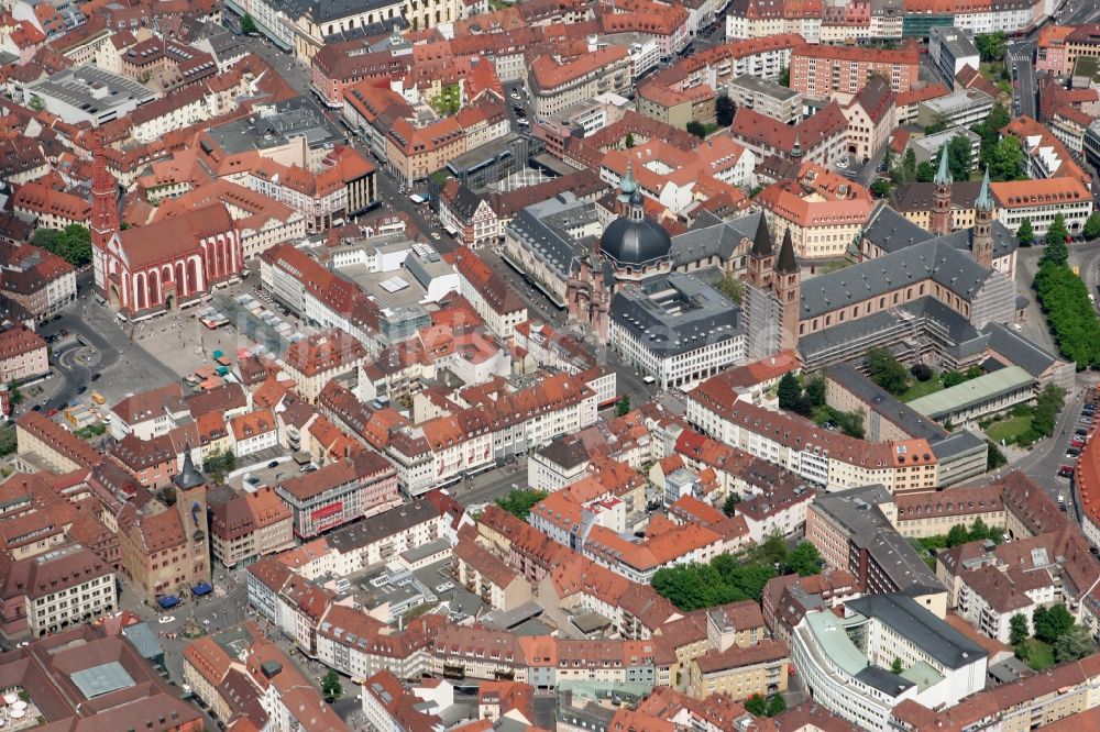 Würzburg aus der Vogelperspektive: Stadtansicht der Altstadt von Würzburg im Bundesland Bayern