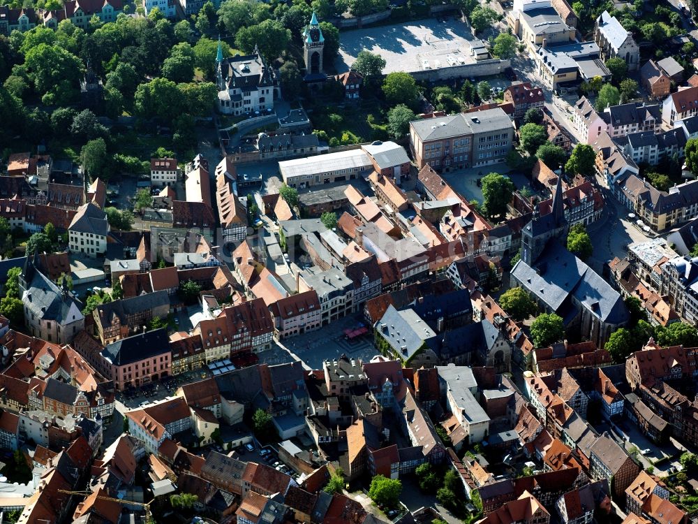 Luftbild Quedlinburg - Stadtansicht vom Altstadtkern in Quedlinburg im Bundesland Sachsen-Anhalt