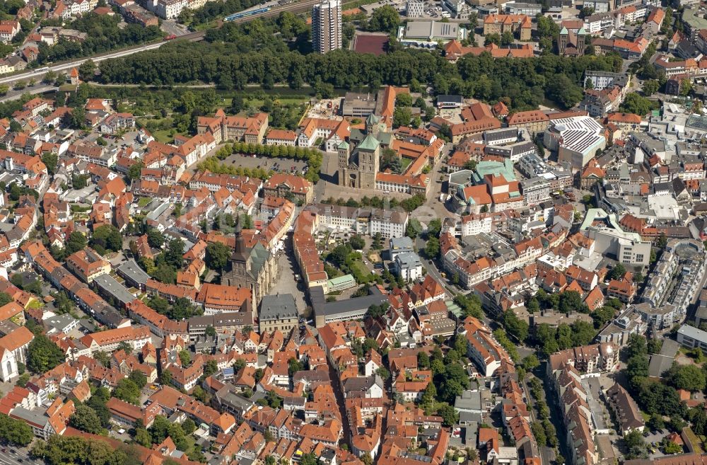 Luftaufnahme Osnabrück - Stadtansicht vom Altstadtzentrum Osnabrück im Bundesland Niedersachsen