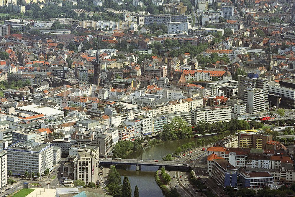 Saarbrücken aus der Vogelperspektive: Stadtansicht auf das Altstadtzentrum von Saarbrücken