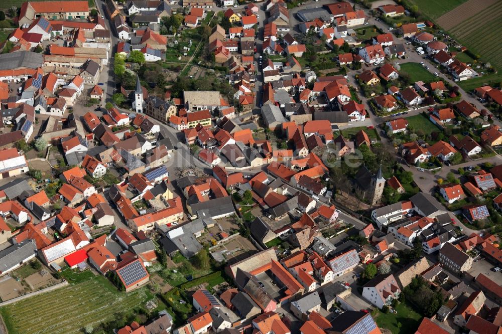 Alzey OT Heimersheim aus der Vogelperspektive: Stadtansicht von Alzey-Heimersheim im Bundesland Rheinland-Pfalz