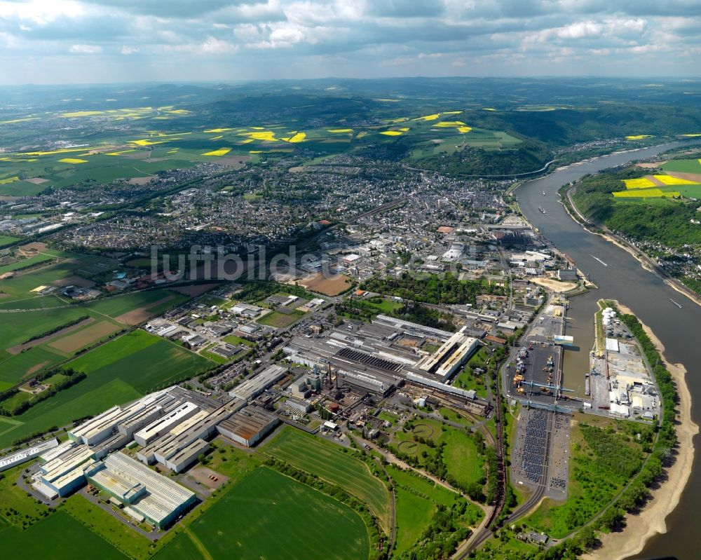 Andernach von oben - Stadtansicht von Andernach am Ufer des Rhein im Bundesland Rheinland-Pfalz