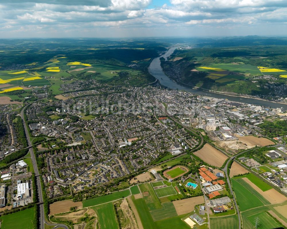 Andernach von oben - Stadtansicht von Andernach am Ufer des Rhein im Bundesland Rheinland-Pfalz