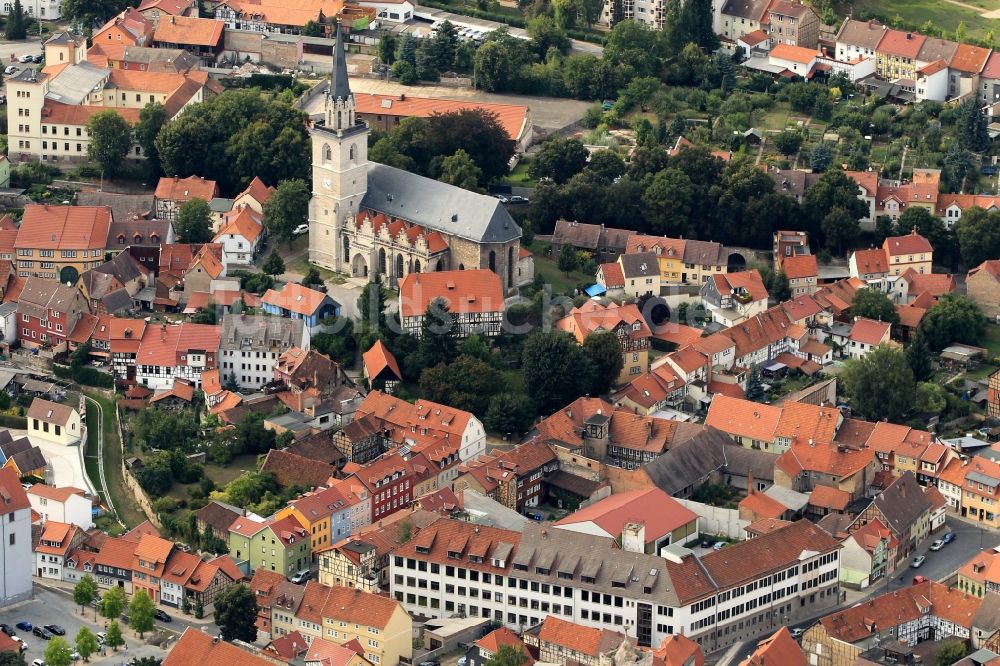 Luftaufnahme Bad Langensalza - Stadtansicht von Bad Langensalza mit der Kirche St.Stephani im Bundesland Thüringen