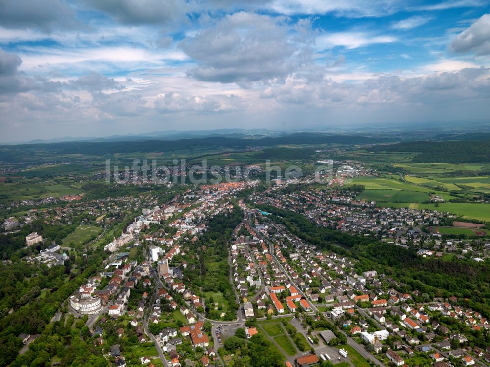 Luftaufnahme Bad Wildungen - Stadtansicht von Bad Wildungen im Bundesland Hessen